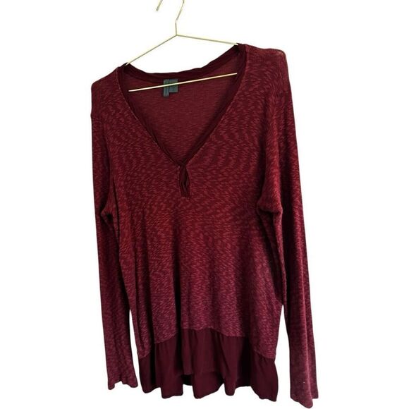 Left of Center Anthropologie Maroon Red Flannel Contrast Panels Size XL Cozy - Picture 2 of 9